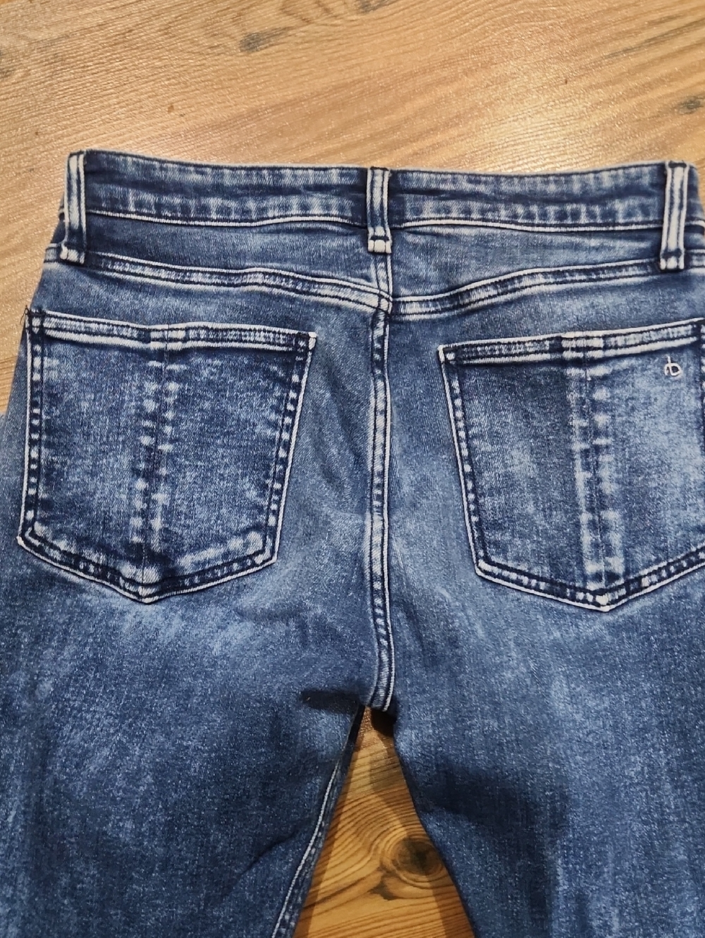 Rag & Bone Frayed Hem Acid Wash Stretch Jeans 26 Rich Mom Norm Slub Weekend Blue - Picture 6 of 7